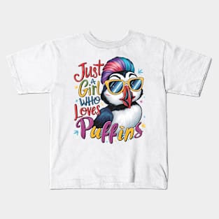 Just A Girl Who Loves puffins Kids T-Shirt